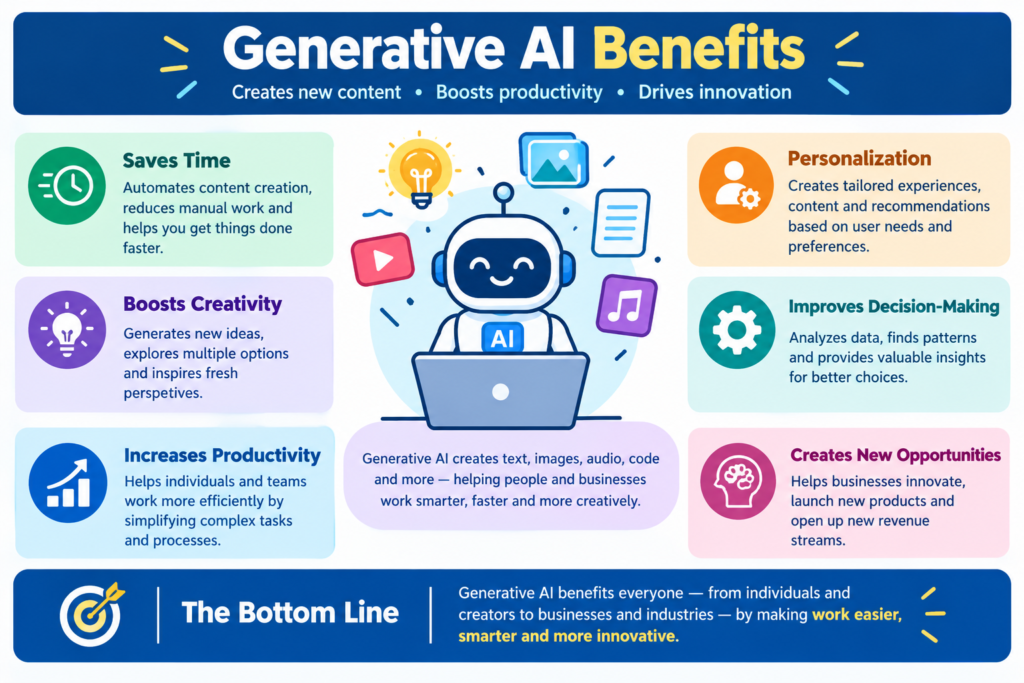 Generative AI Benefits Explained: Top 9 Key Benefits, Uses, Limits & Future