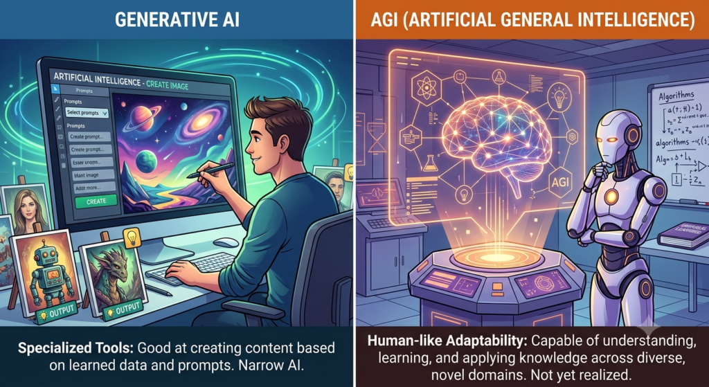 AGI vs Generative AI: 7 Key Differences Explained for Beginners