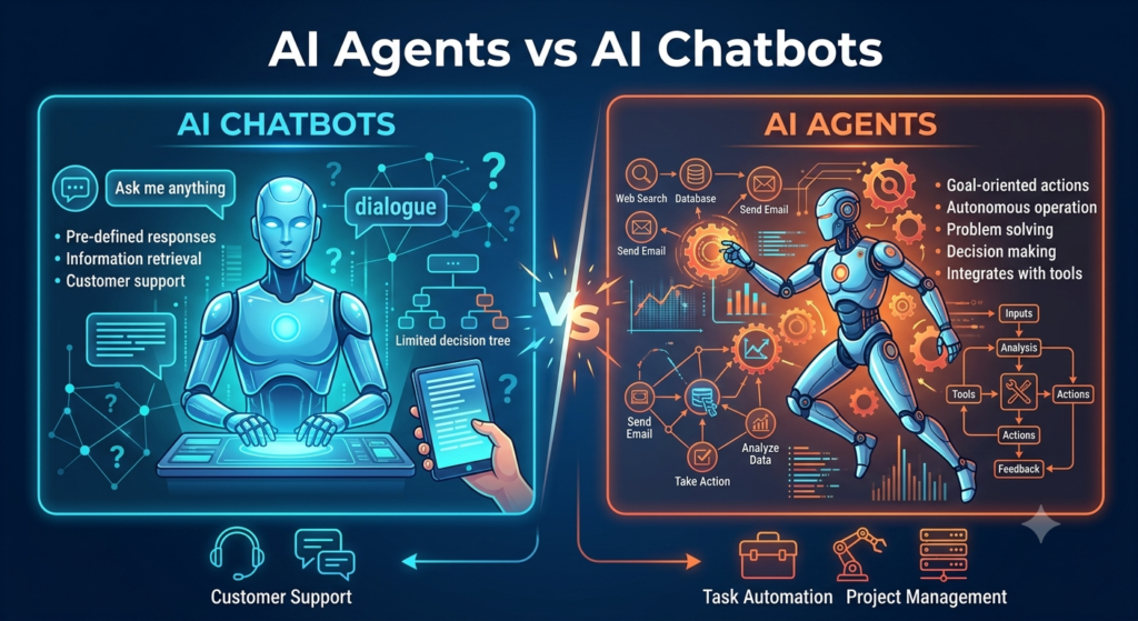 AI Agents vs AI Chatbots: 7 Key Differences Explained