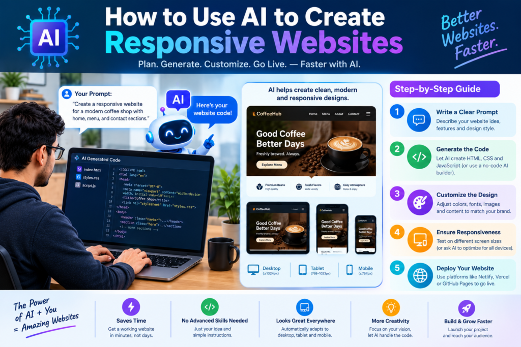 How to Use AI to Create Responsive Websites with HTML, CSS, and JavaScript: 7 Powerful Steps